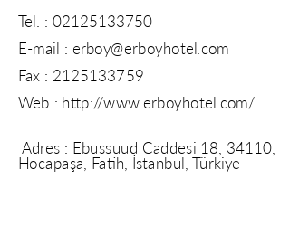 Erboy Hotel iletiim bilgileri
